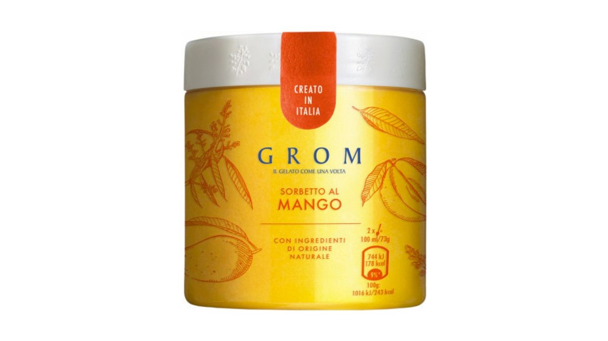 Grom Sorbet Mango italská zmrzlina v kelímku 460 ml Wolt Market