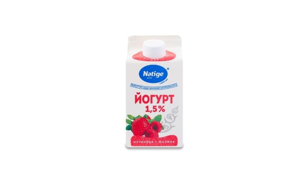 Йогурт NATIGE Малина и клубника 1,5% 450г т/п