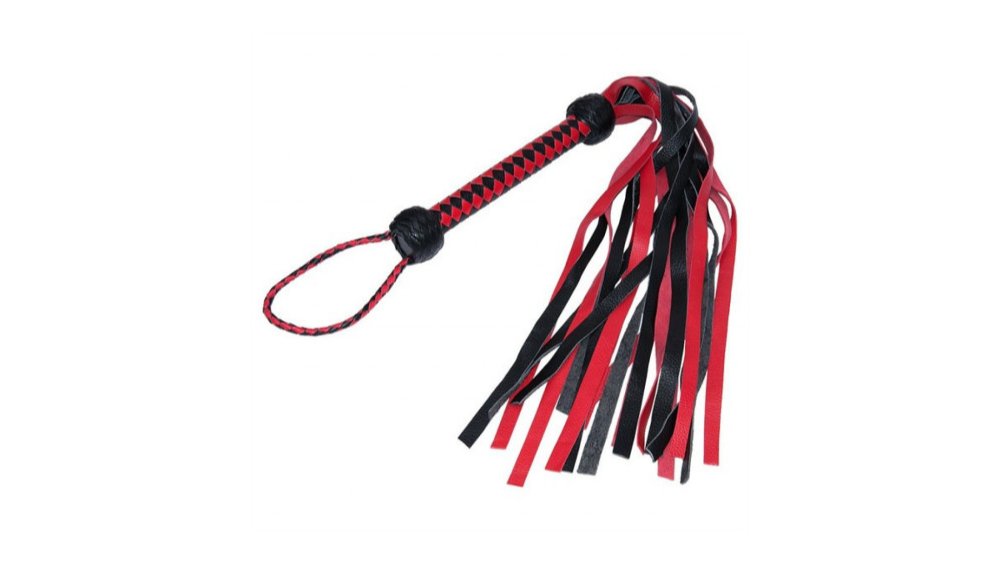 Real Leather Black and Red Suede Flogger | Adults Love Boutique Germasogeia | Wolt