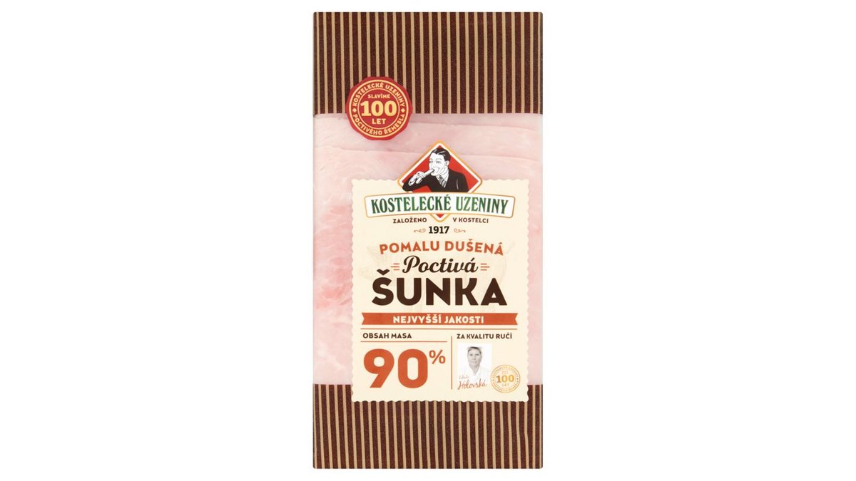 Kostelecké Uzeniny Poctivá šunka pomalu dušená 0,100 kg