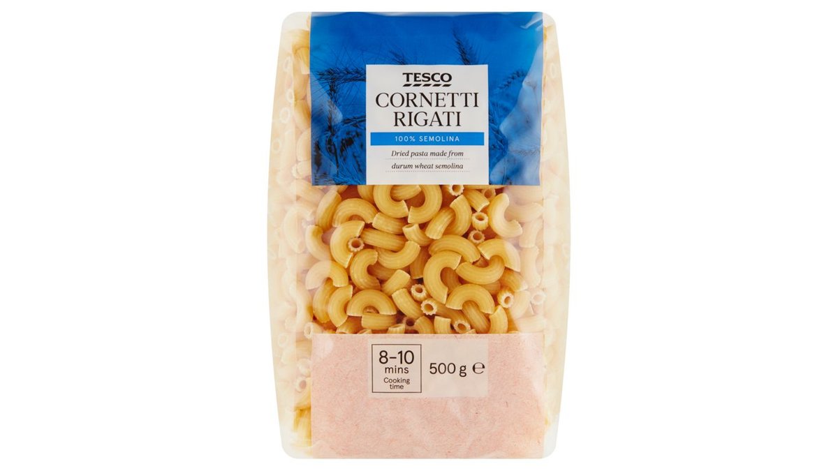 Tesco Cornetti Rigati semolinové sušené cestoviny 500 g