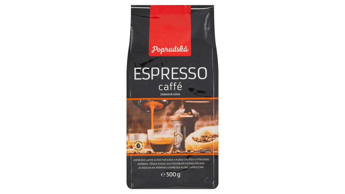 Popradská Espresso caffé zrnková káva 500 g