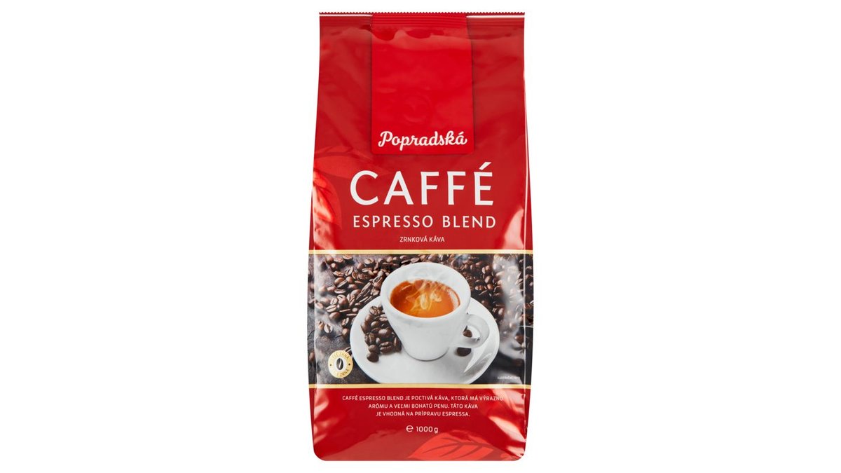Popradská Caffé Espresso Blend pražená zrnková káva 1000 g