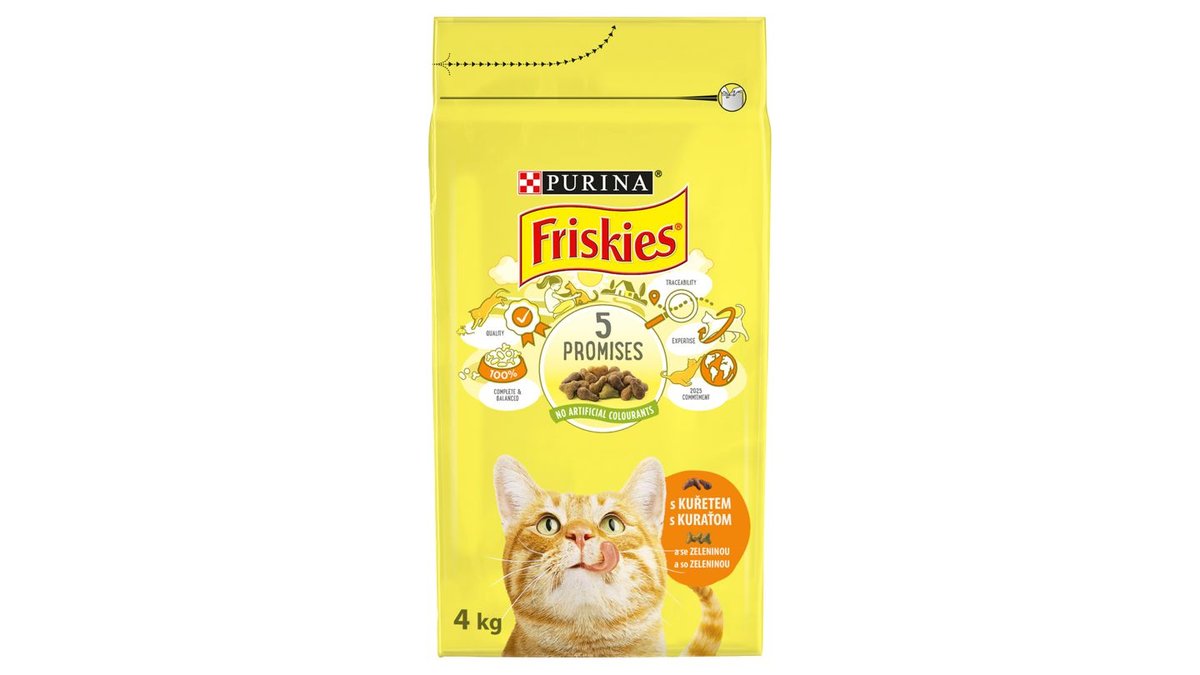 Friskies granule pre mačky kura, zelenina 4 kg