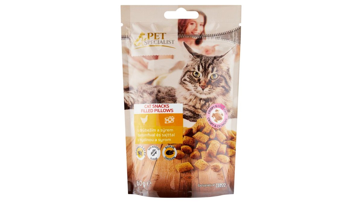 Tesco Pet Specialist Vankúšiky s hydinou a syrom 60 g