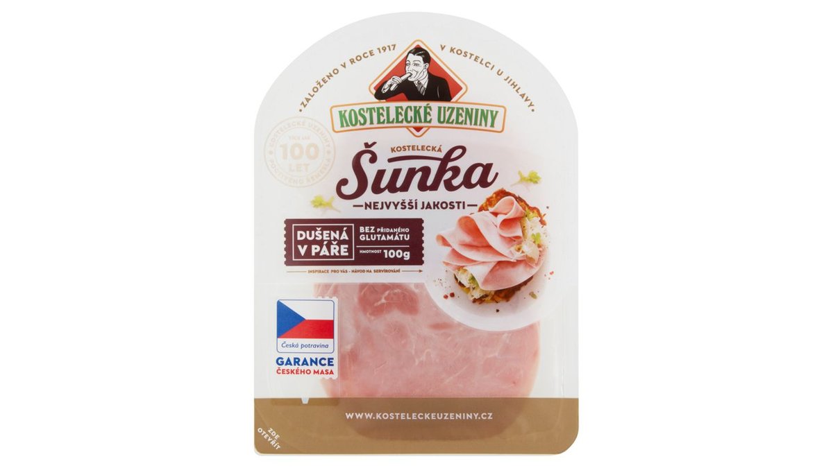 Kostelecké Uzeniny Kostelecká šunka najvyššej akosti 0,100 kg