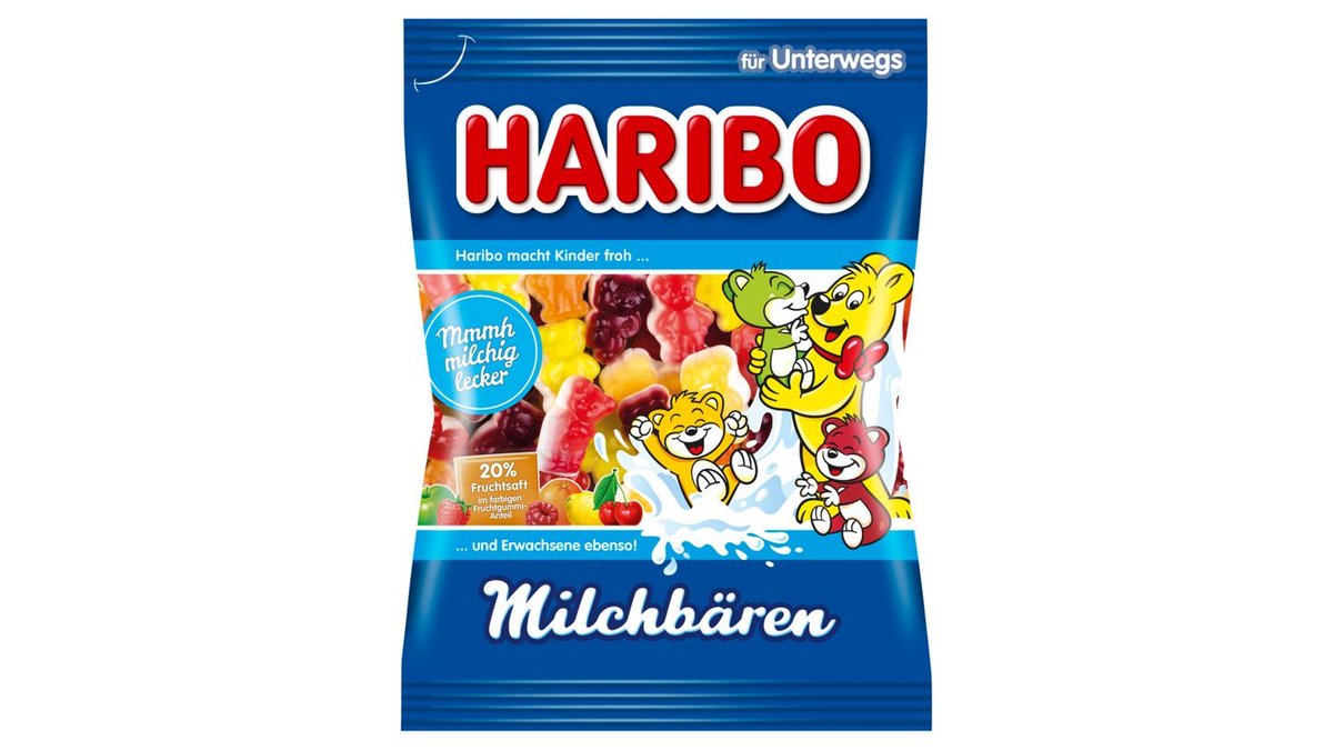 Haribo Milchbären želé medvedíky s odstredeným sušeným mliekom a ovocnou šťavou z koncentrátov 85 g