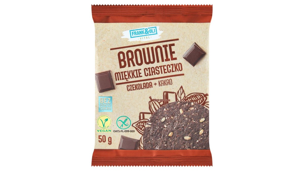 Frank&Oli Brownie Miękkie ciasteczko czekolada + kakao 50 g