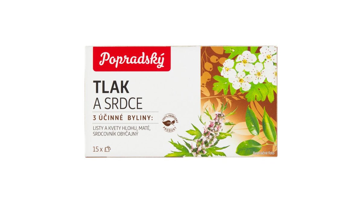 Popradský Tlak a srdce aromatizovaný bylinný čaj 15 x 1,5 g (22,5 g)