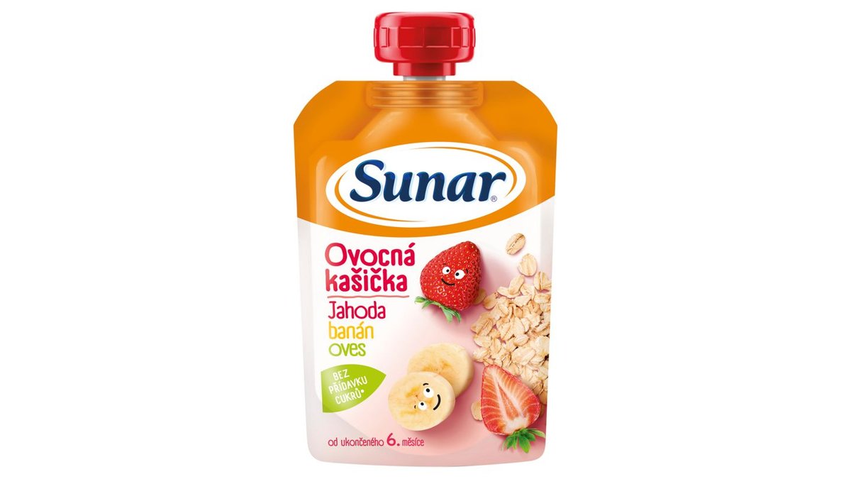 Sunar Ovocná kašička jahoda, banán, ovsené vločky 120 g