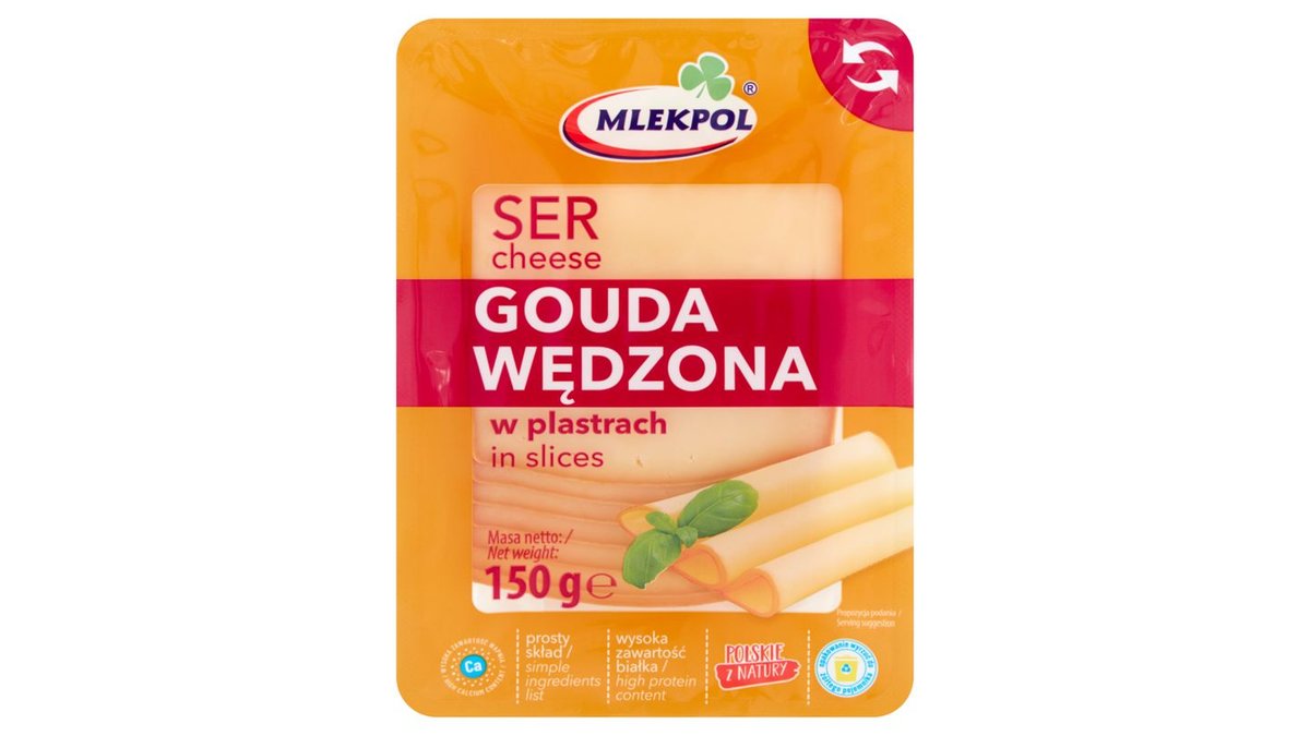 Mlekpol Ser gouda wędzona w plastrach 150 g