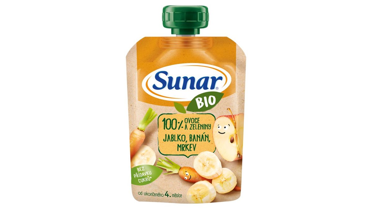 Sunar Bio kapsička jablko, banán, mrkva 100 g