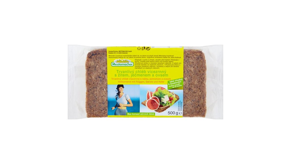 Mestemacher Trvanlivý chléb vícezrnný s žitem, ječmenem a ovsem, 500 g