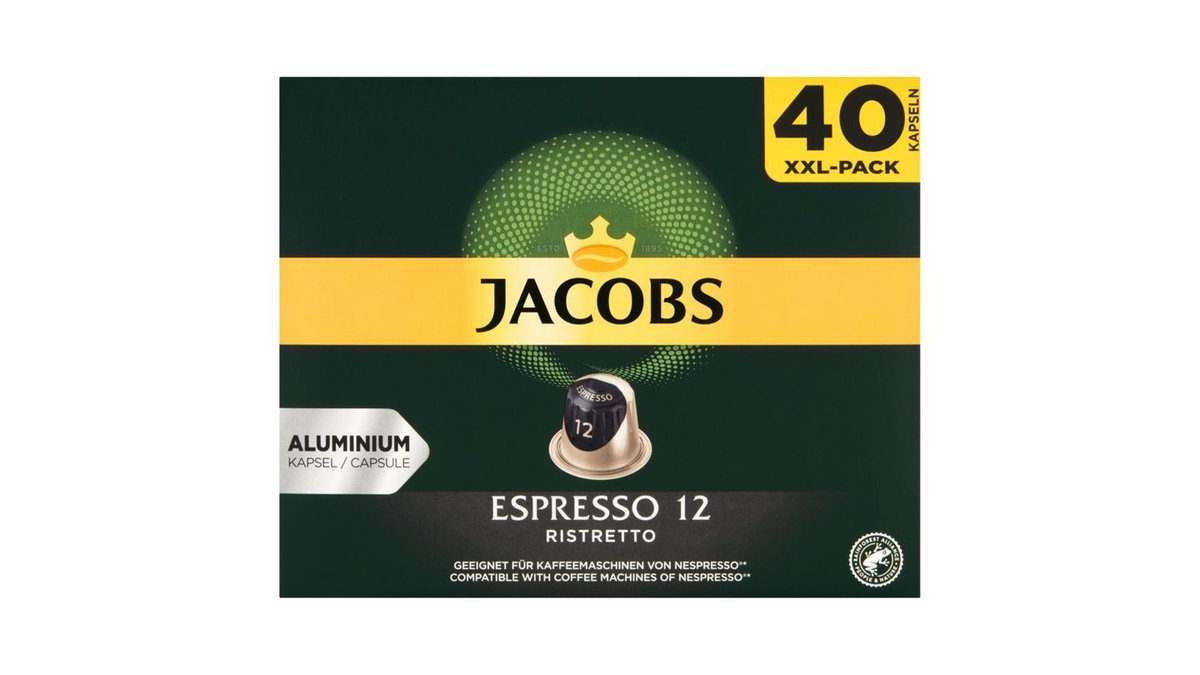 Jacobs Espresso 12 Ristretto káva pražená mletá v kapsuliach 40 ks 208 g