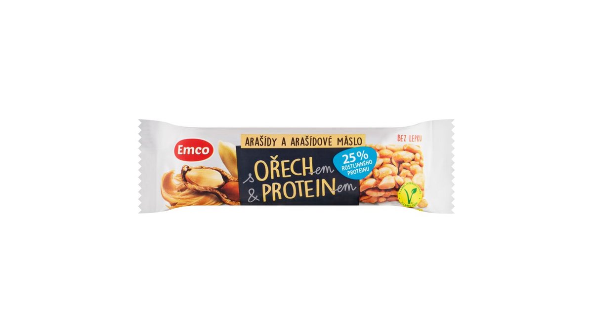 Emco Arašidová tyčinka so sójovým proteínom, arašidovou pastou a lieskovými orechmi 40 g