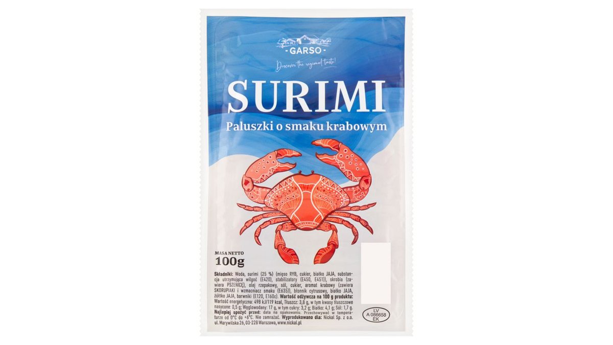 Garso Surimi paluszki o smaku krabowym 100 g