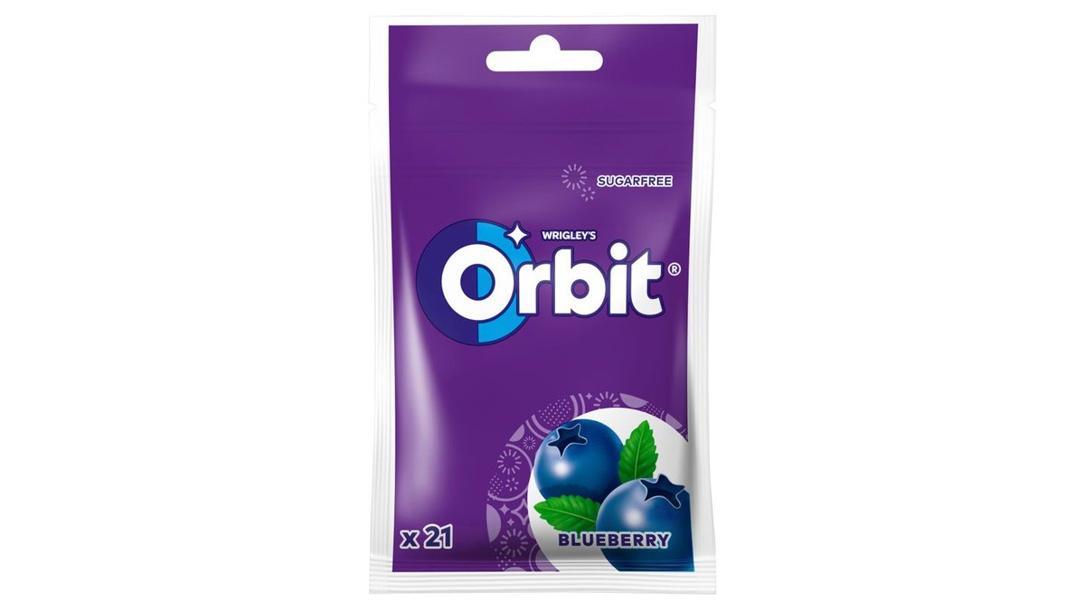 Orbit Blueberry Bezcukrowa guma do żucia 29 g (21 sztuk)