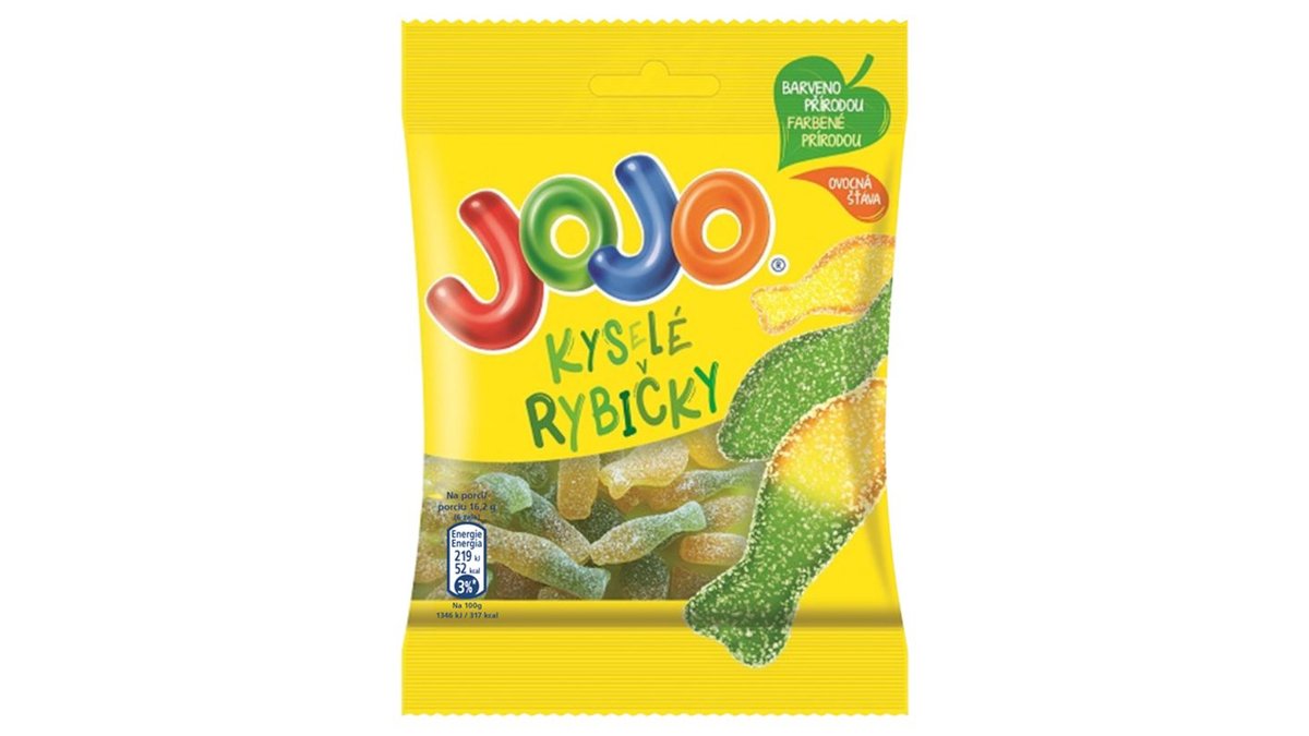 JOJO Kyslé rybičky želé cukríky s ovocnými príchuťami 80 g