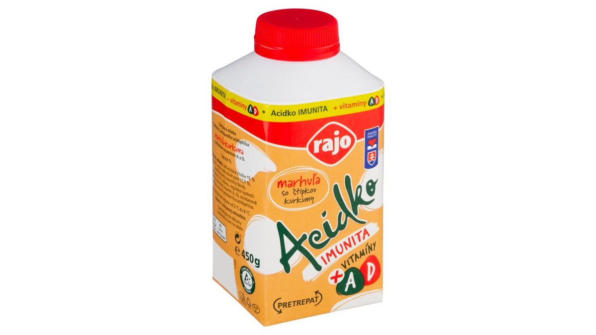 Rajo Acidko Imunita marhuľa so štipkou kurkumy + vitamíny A, D 450 g ...