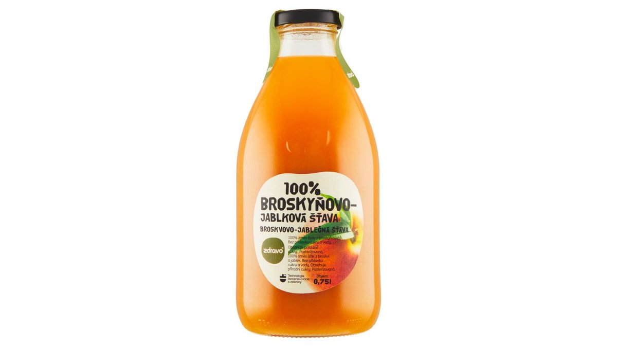 Zdravo 100 % broskyňovo jablková šťava 0,75 l
