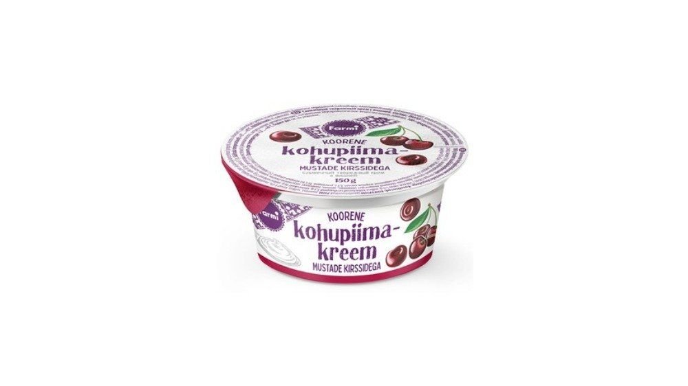Mustade kirssidega koorene kohupiimakreem, 150 g