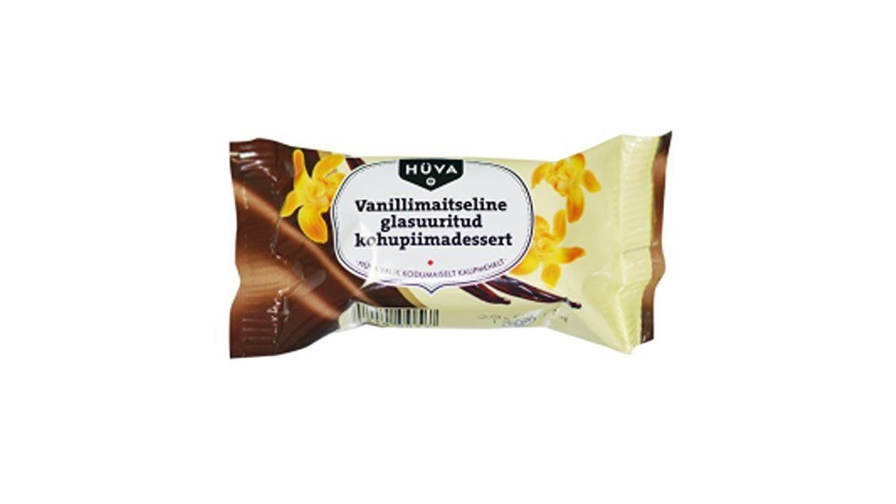 Hüva glasuuritud  kohupiimadessert 38g vanilje maits.