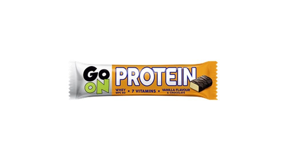 GoOn proteiinibatoon šokolaadikattega 50g vanilje, vitamiinidega
