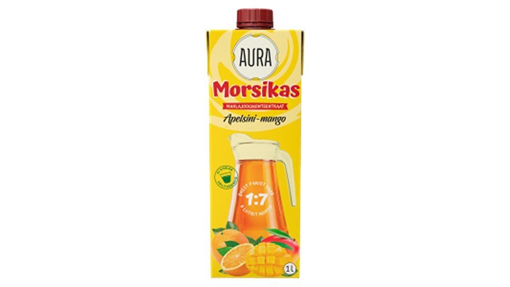 Aura Morsikas apelsin-mango 1L mahlajooogikonsentraat