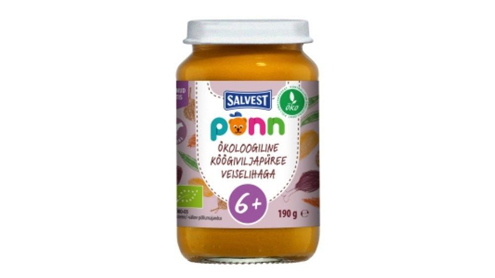 Põnn Ökoloogiline Köögiviljapüree veiselihaga 190 g, alates 6-elukuust