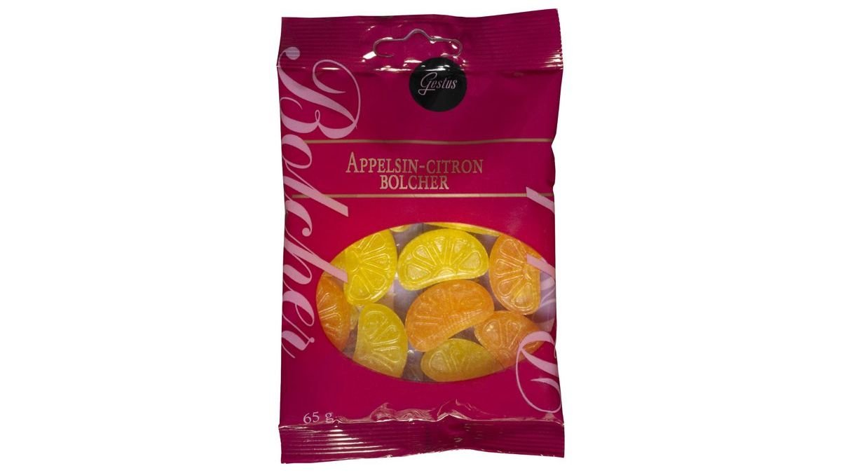 Appelsin/citron bolcher, Gestus 65 g