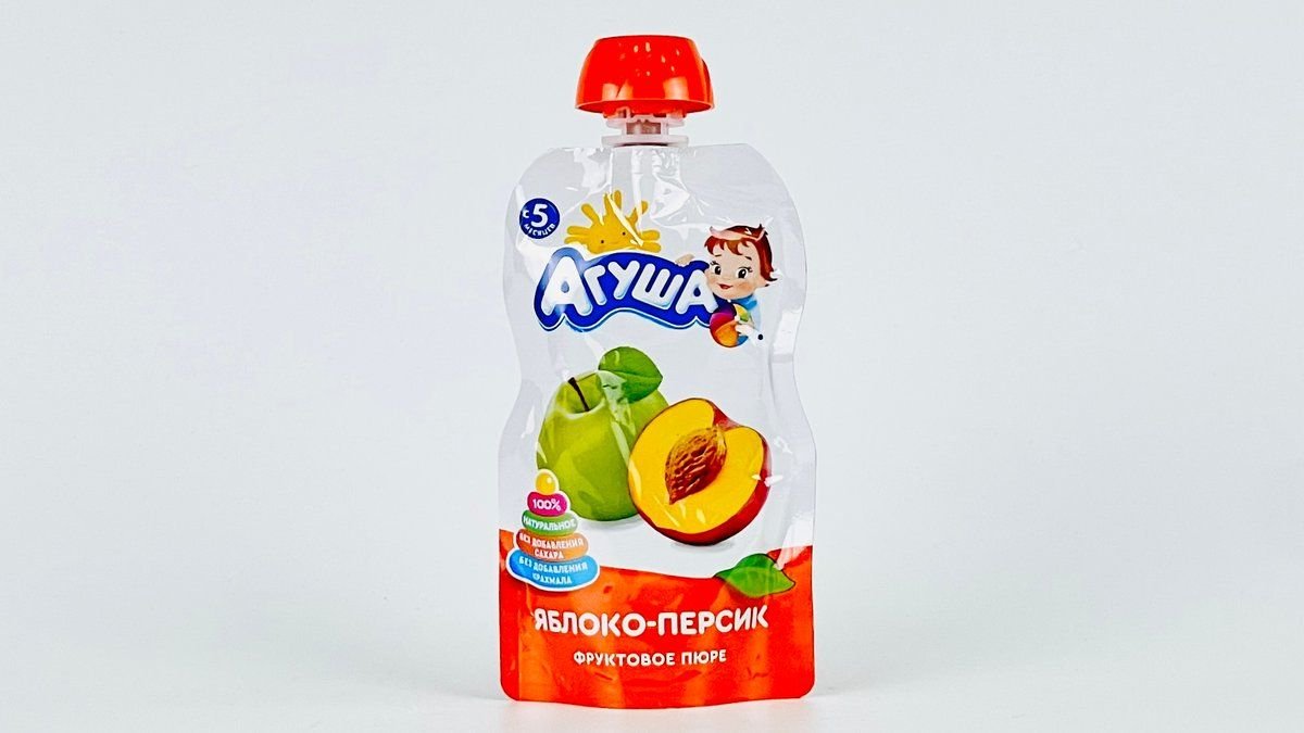 Пюре детское Агуша Я Сам яблоко и персик, 90 г
