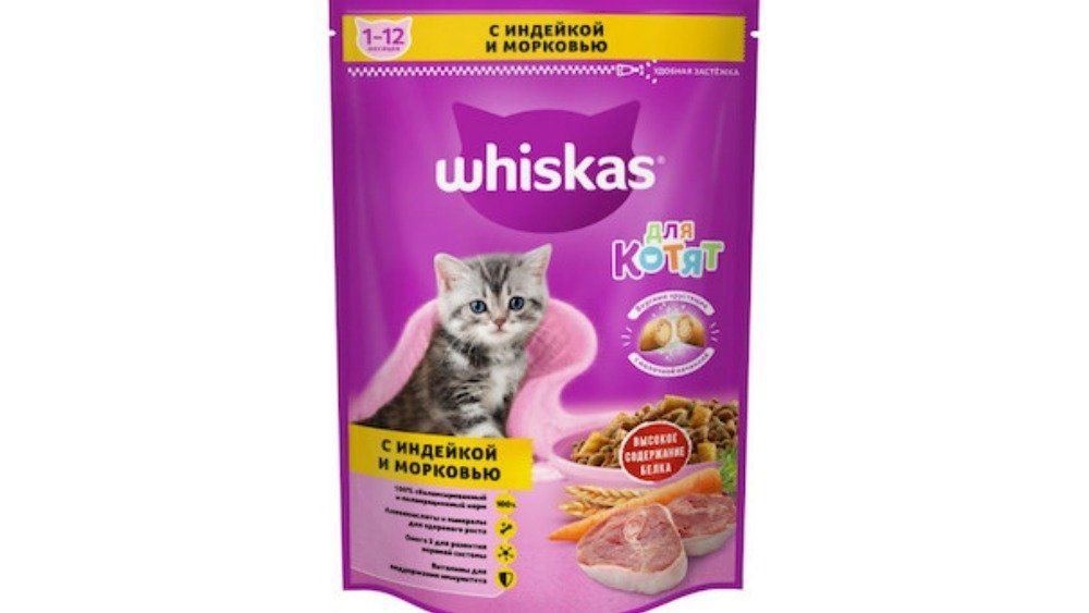 Корм WHISKAS Для котят Молоко и индейка с морковью 350г м/у