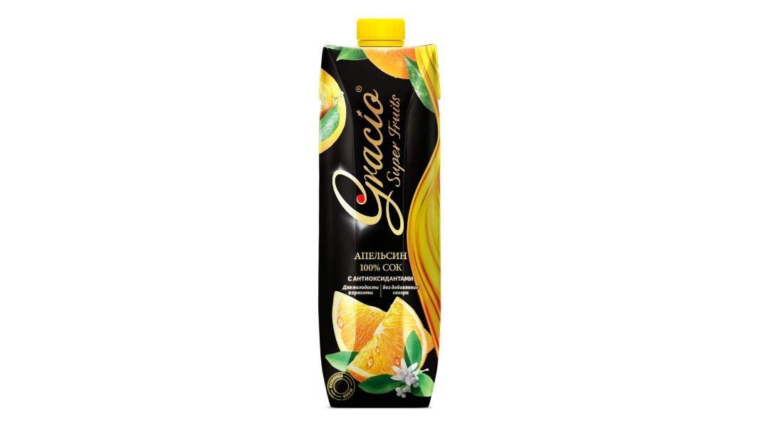 Сок Gracio апельсин 100% без сахара, 1000 мл