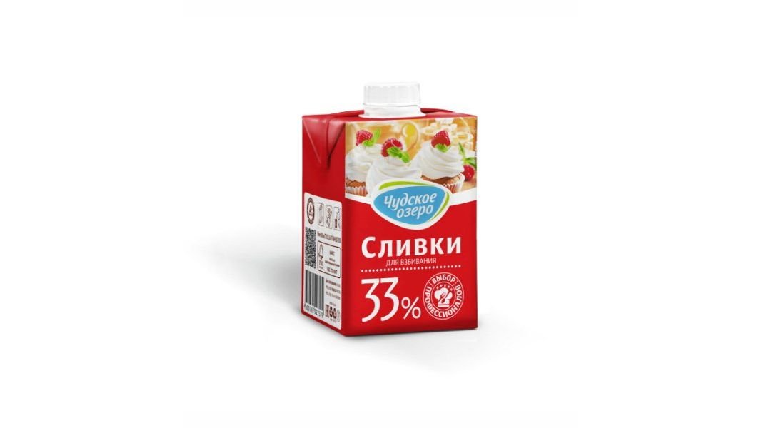 Сливки ЧУДСКОЕ ОЗЕРО Для взбивания 33% 200мл т/п