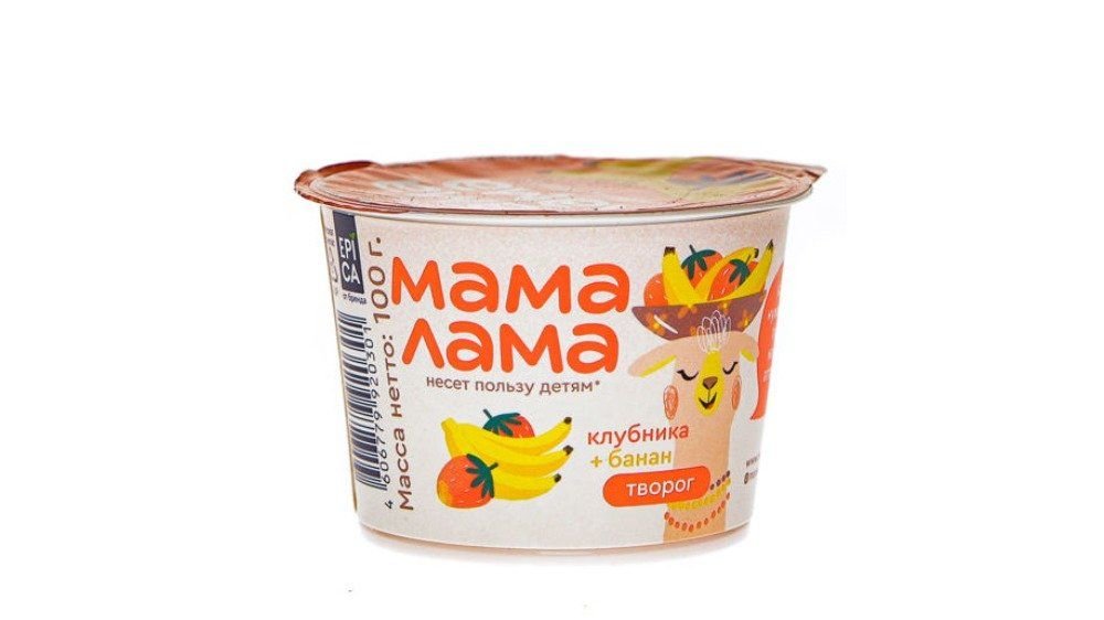 Творог Мама Лама клубника-банан 3,8% 100 г