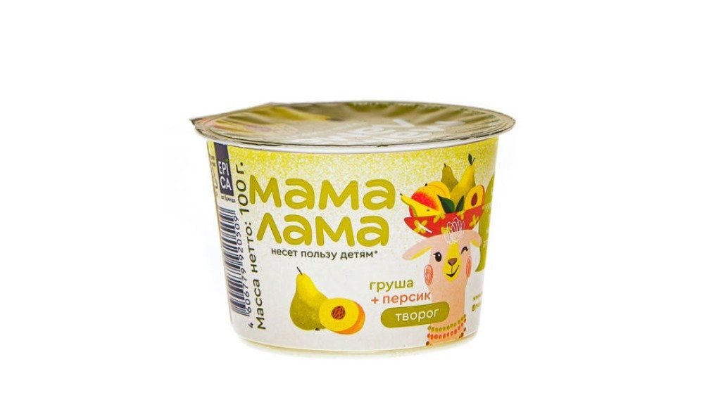 Творог детский Мама Лама персик и груша 3,8% 100 г
