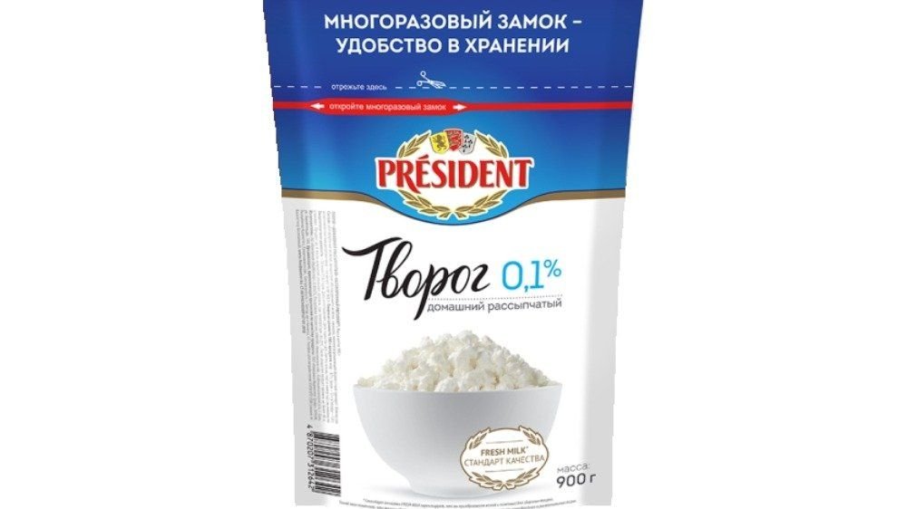 Творог President домашний 0% 900 г для п