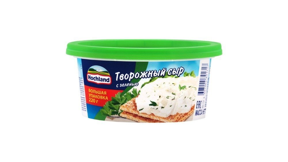Сыр творожный Hochland с зеленью, 220 г