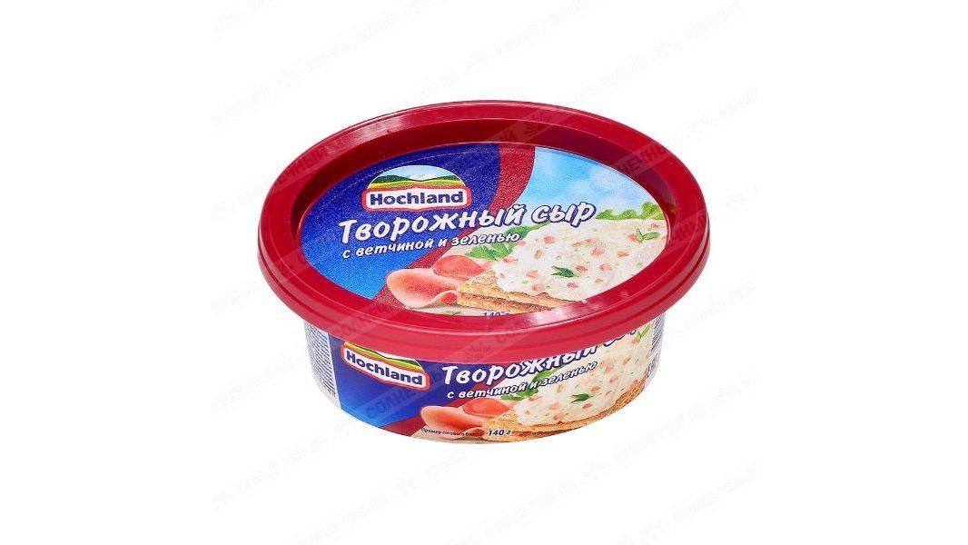 Сыр творожный Hochland Ветчина и зелень 140 г