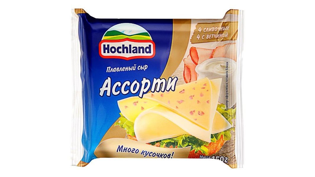 Сыр плавленный Hochland ломтики ассорти 150 г