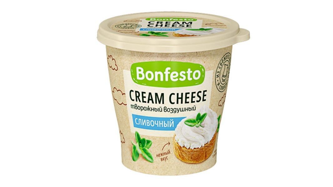 Сыр творожный Bonfesto cream cheese воздушный сливочный 125 г пакет