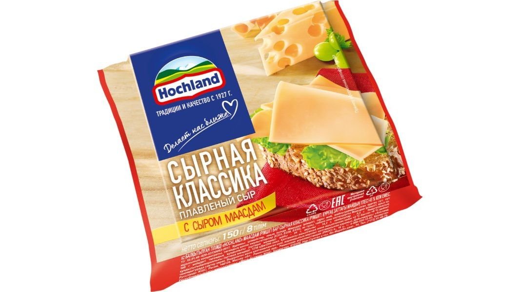 Сыр плавленный Hochland ломтики маасдам 150 г