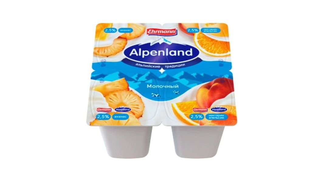 Йогурт Alpenland ананас/нектарин/апельсин 95 г