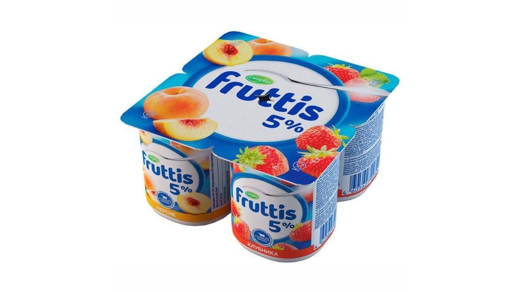 Йогуртный продукт Campina клубника персик 5% 115 г