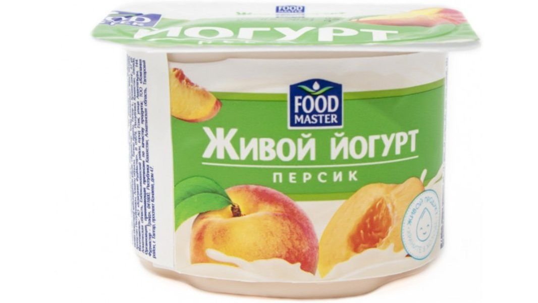 Йогурт Foodmaster живой персик 1,5% 300 г пл/стак