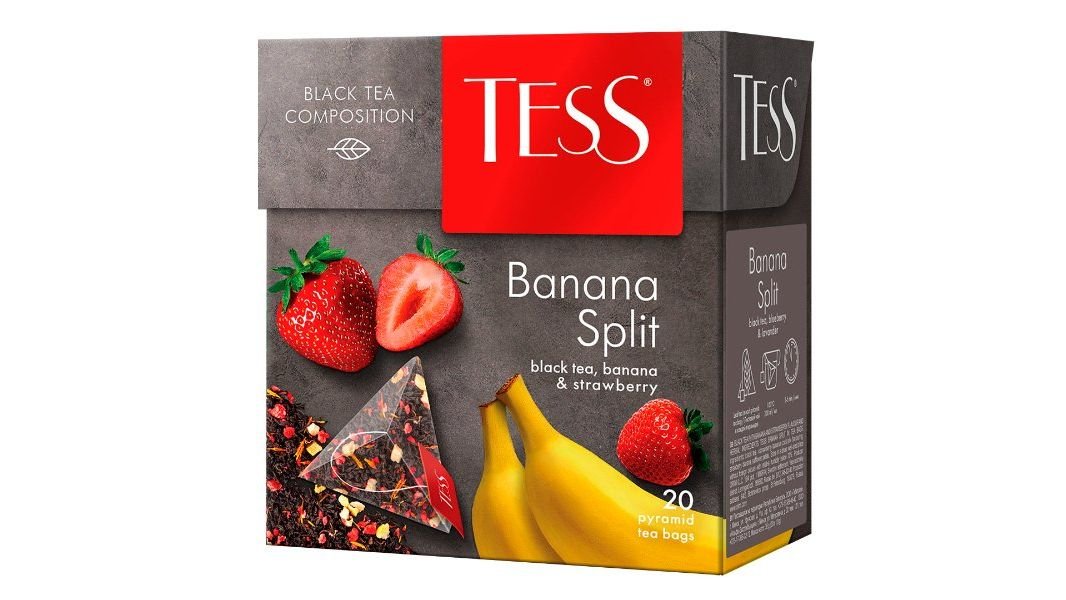 Чай Tess banana split черн 1,8 гх20шт пирамида