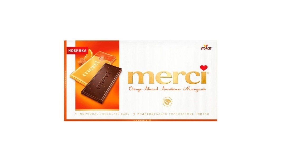 Шоколад Merci гор апельсин-миндаль 100 г