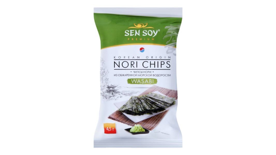 Чипсы Sen Soy нори wasabi из морской капусты, 4,5 г