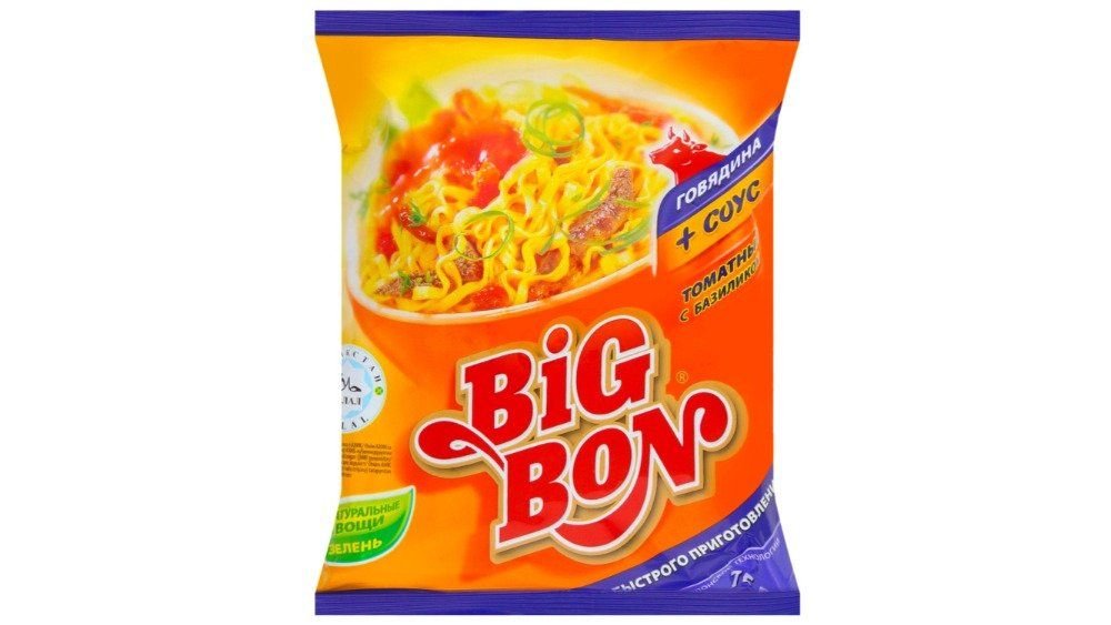 Лапша BigBon говядина + соус томатный, 75 г