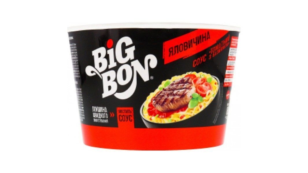 Лапша Big Bon говядина + соус томатный чашка 85 г